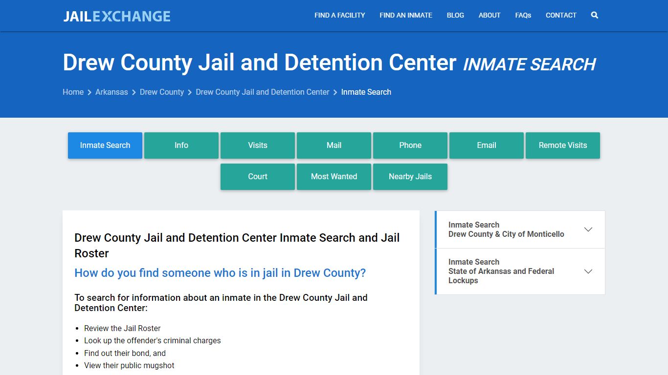 Drew County Jail and Detention Center Inmate Search