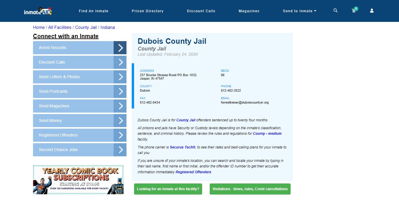 Dubois County Jail - Inmate Locator - Jasper, IN