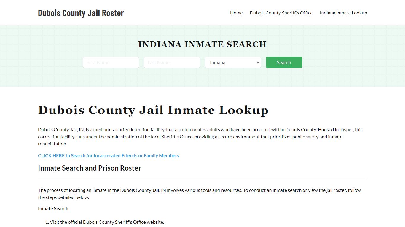 Dubois County Jail Roster Lookup, IN, Inmate Search