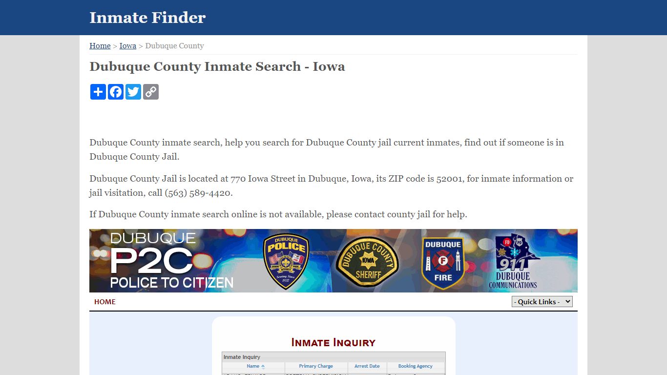 Dubuque County Inmate Search - Iowa - Inmate Finder