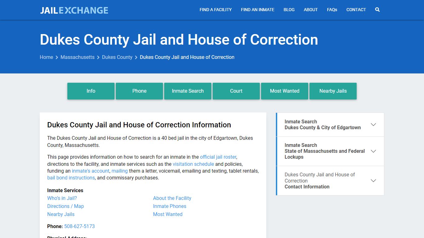 Dukes County Jail and House of Correction - Jail Exchange