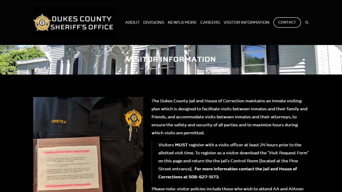 VISITOR INFORMATION — DUKES COUNTY SHERIFF'S OFFICE