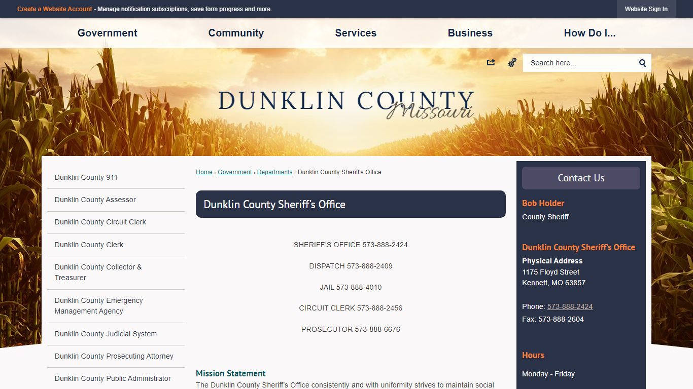 Dunklin County Sheriff's Office | Dunklin County, MO