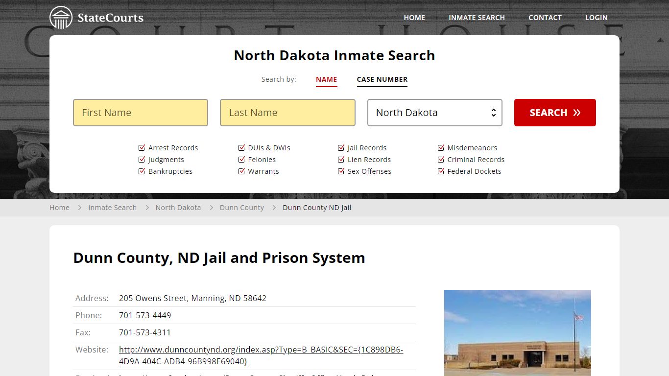 Dunn County ND Jail Inmate Records Search, North Dakota - StateCourts