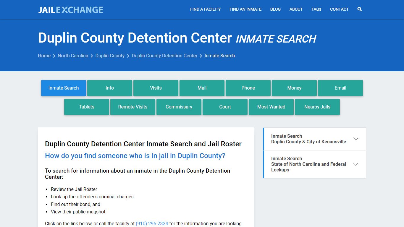 Duplin County Detention Center Inmate Search - Jail Exchange