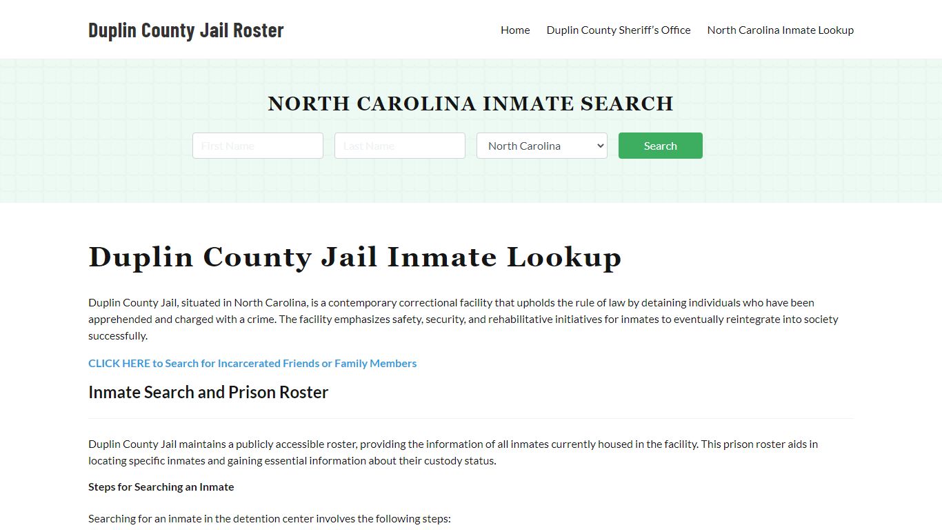 Duplin County Jail Roster Lookup, NC, Inmate Search