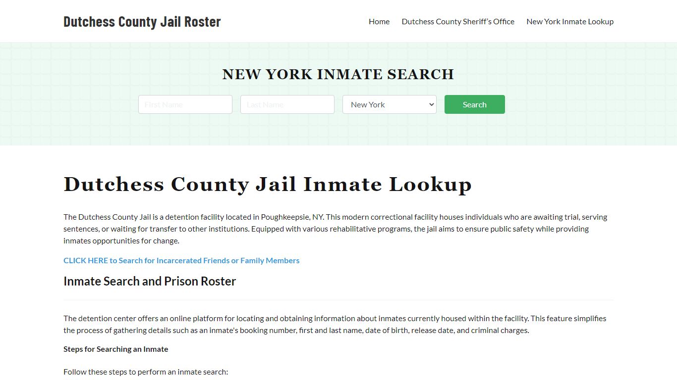 Dutchess County Jail Roster Lookup, NY, Inmate Search