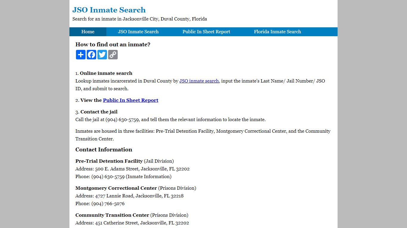 JSO Inmate Search