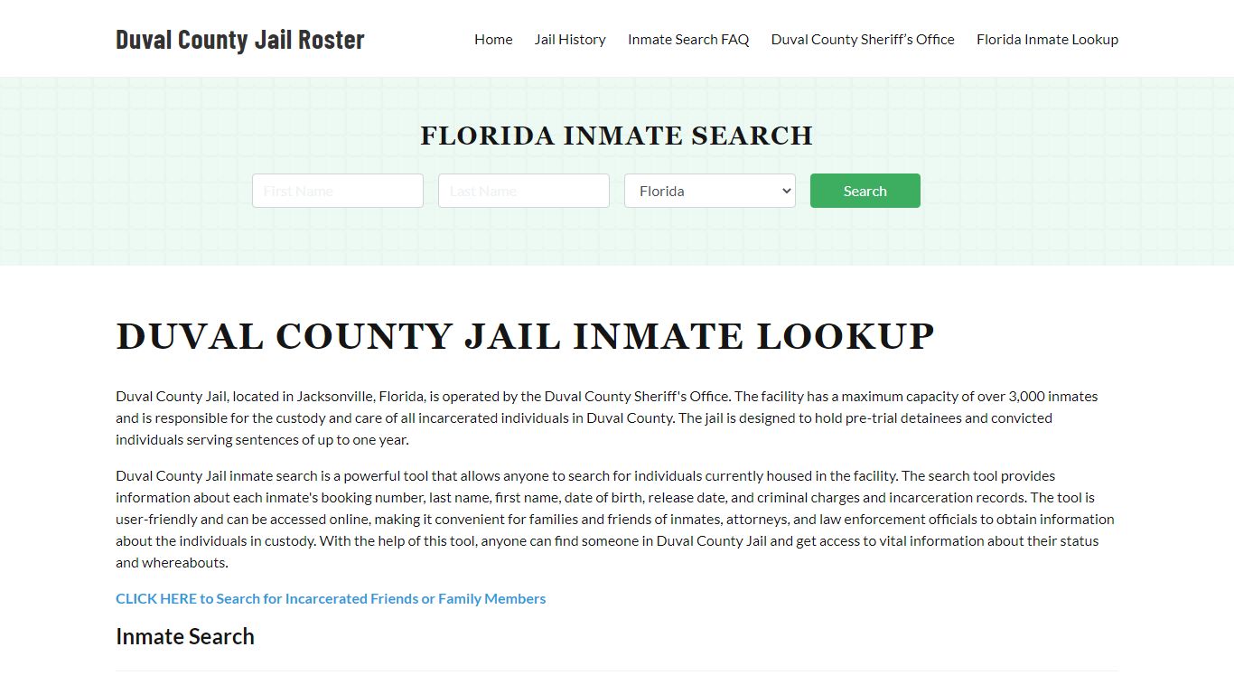 Duval County Jail Roster Lookup, FL, Inmate Search