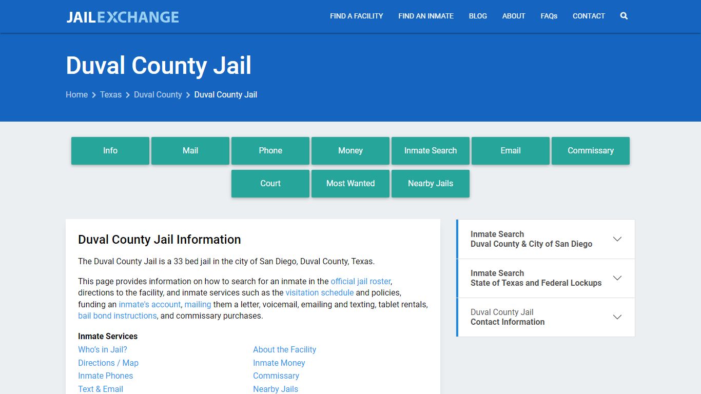 Duval County Jail, TX Inmate Search, Information