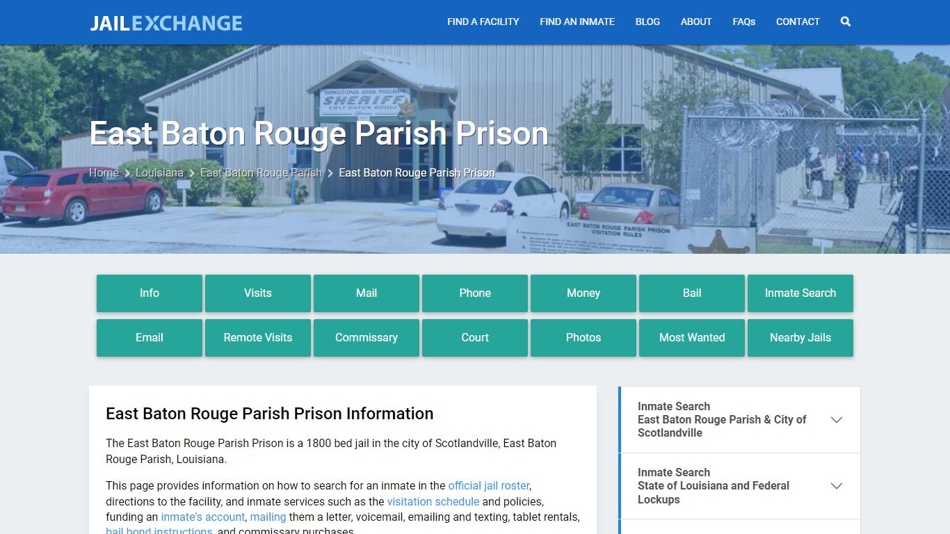 East Baton Rouge Parish Prison, LA Inmate Search, Information