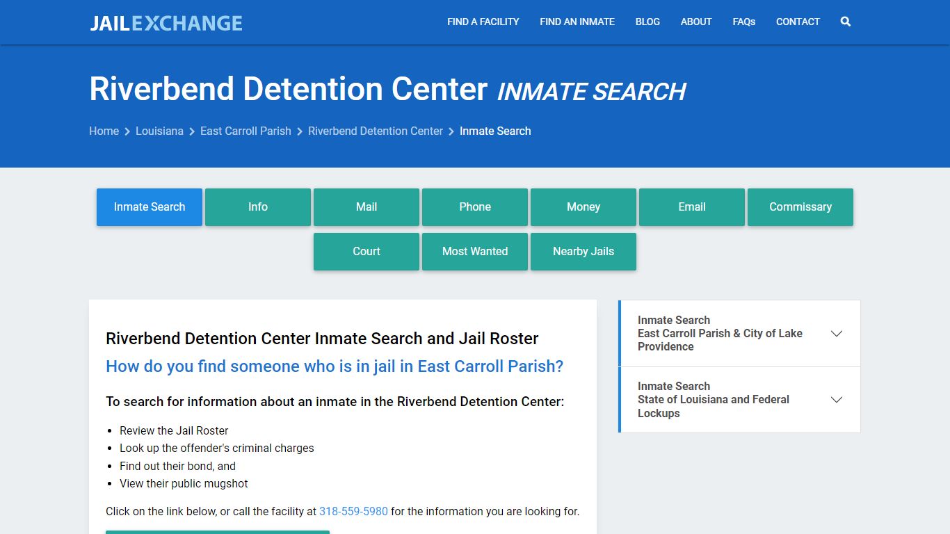 Riverbend Detention Center Inmate Search - Jail Exchange