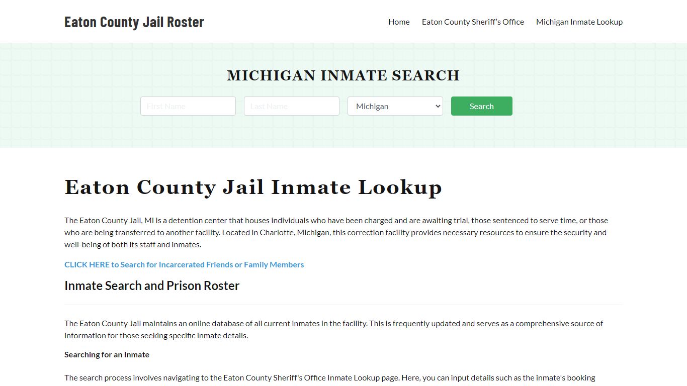 Eaton County Jail Roster Lookup, MI, Inmate Search