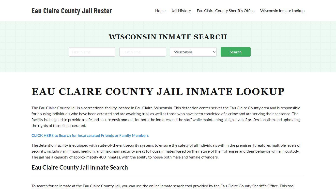 Eau Claire County Jail Roster Lookup, WI, Inmate Search