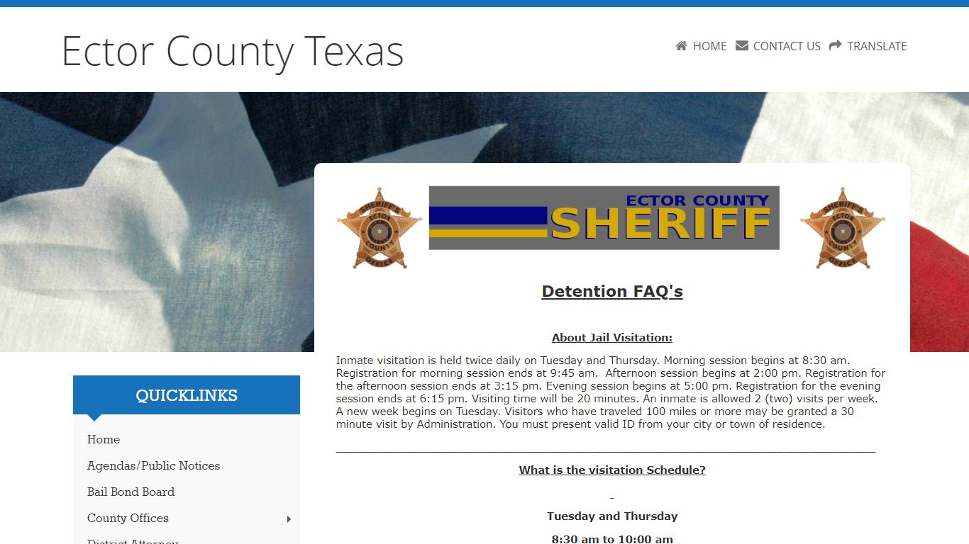 Welcome to Ector County Sheriff Detention Bureau Webpage!