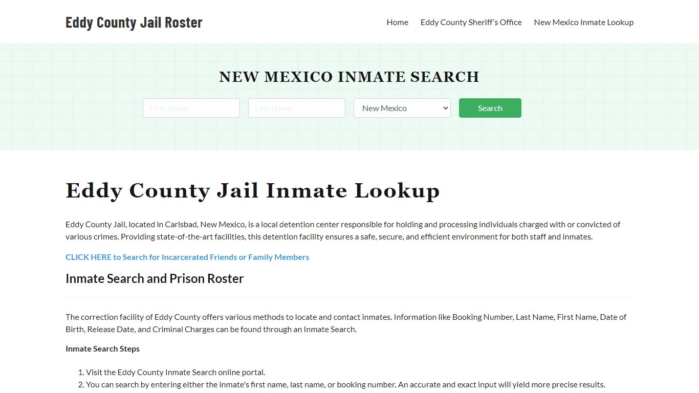 Eddy County Jail Roster Lookup, NM, Inmate Search