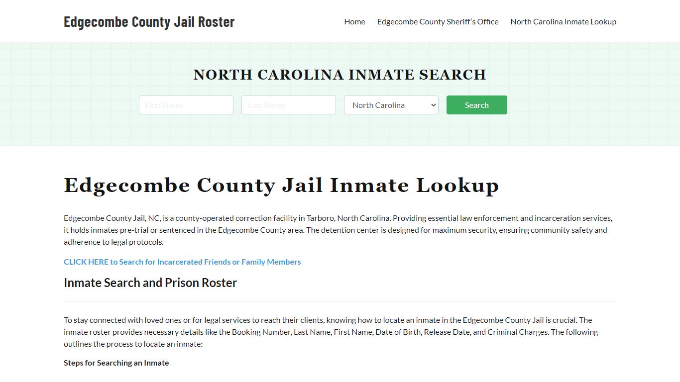 Edgecombe County Jail Roster Lookup, NC, Inmate Search