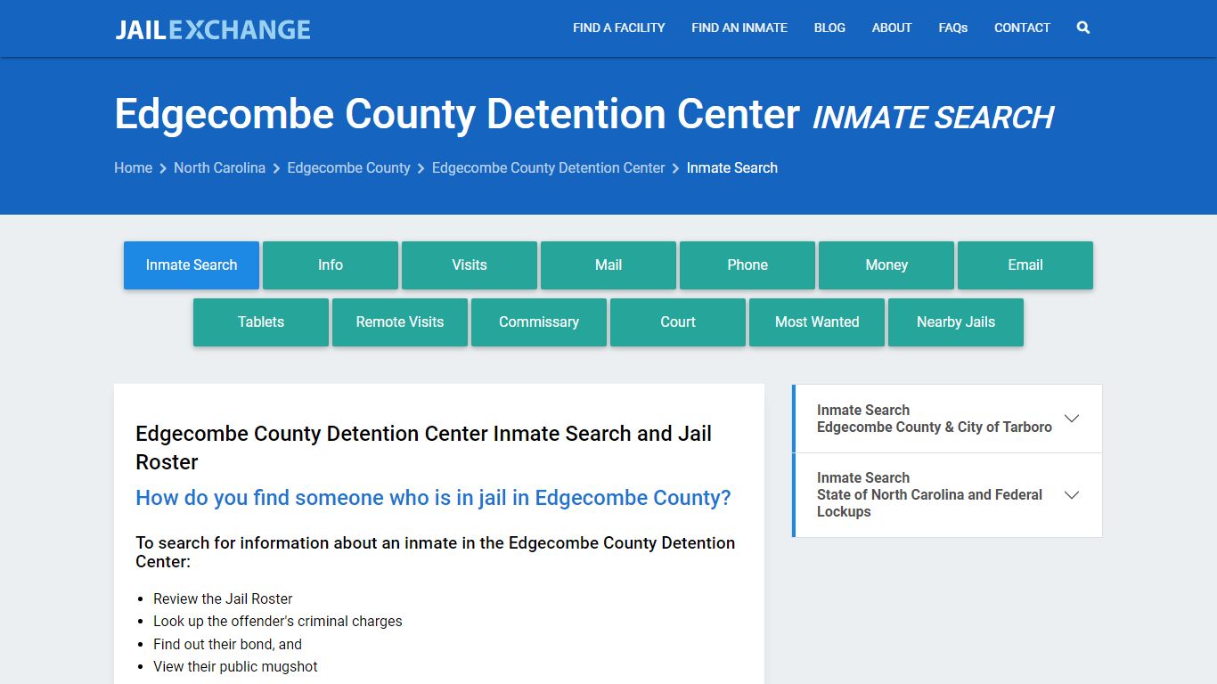 Edgecombe County Detention Center Inmate Search - Jail Exchange