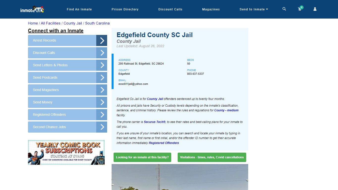 Edgefield County SC Jail - Inmate Locator - Edgefield, SC
