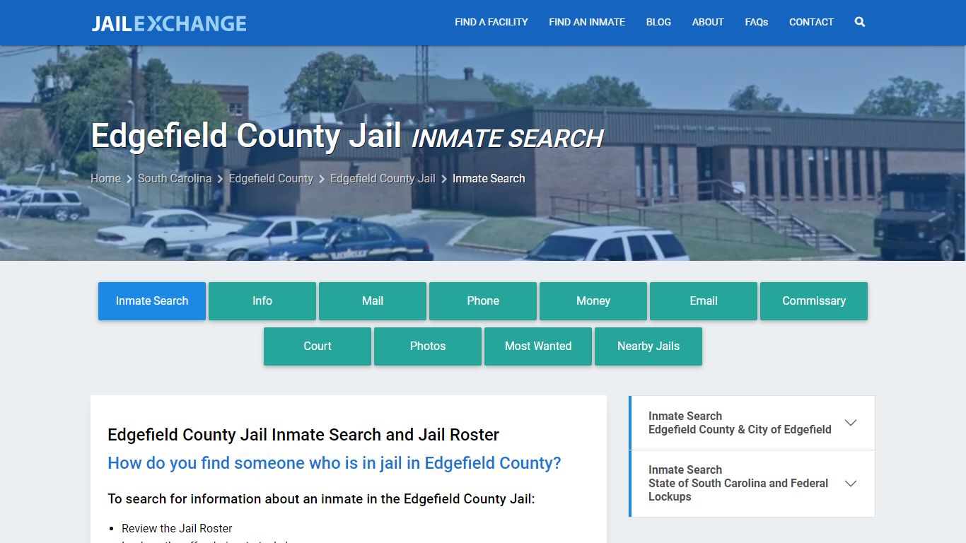 Inmate Search: Roster & Mugshots - Edgefield County Jail, SC