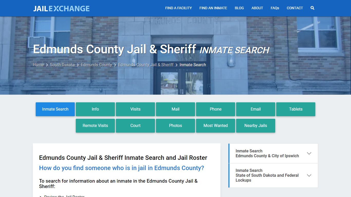 Edmunds County Jail & Sheriff Inmate Search - Jail Exchange