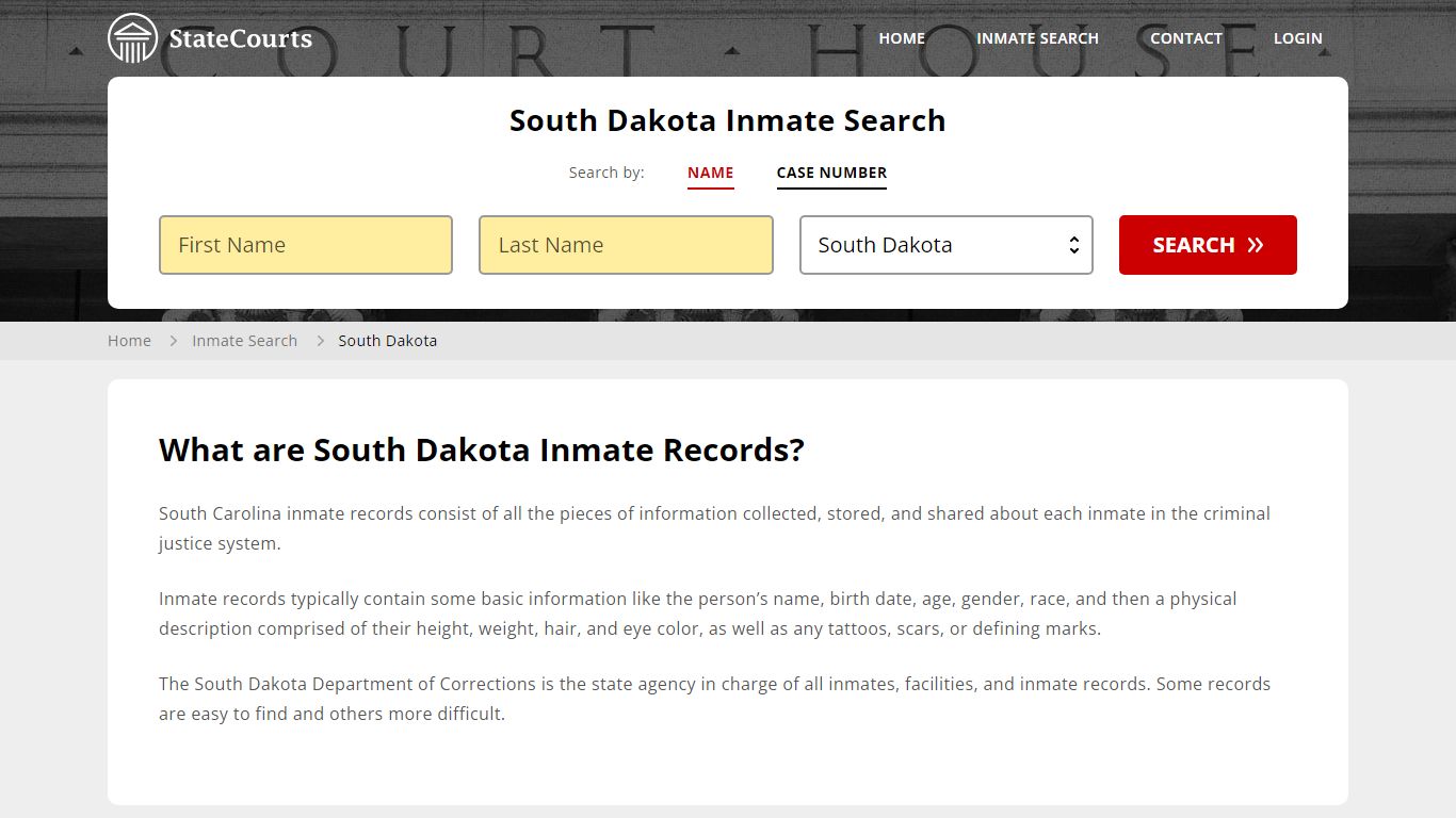 South Dakota Inmate Search, Prison and Jail Information - StateCourts