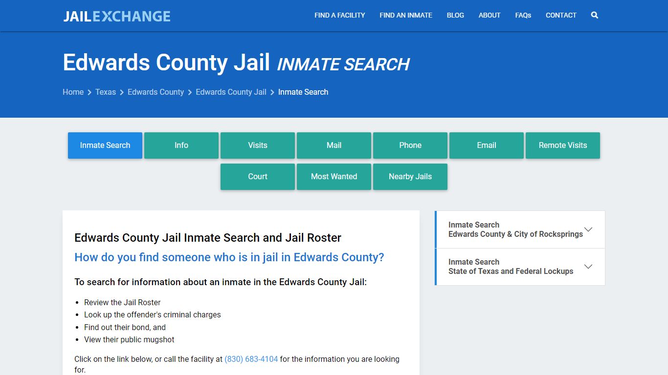Inmate Search: Roster & Mugshots - Edwards County Jail, TX