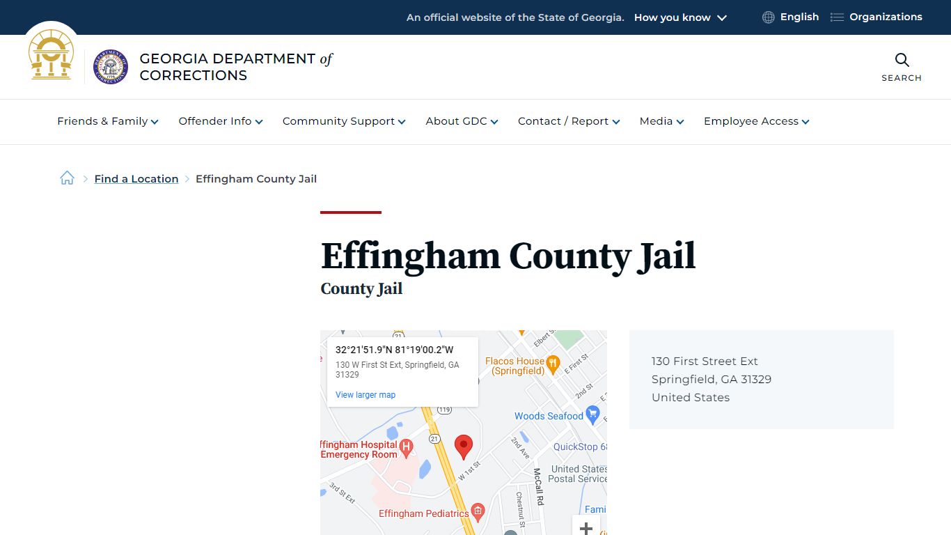 Effingham County Jail | Georgia Department of Corrections
