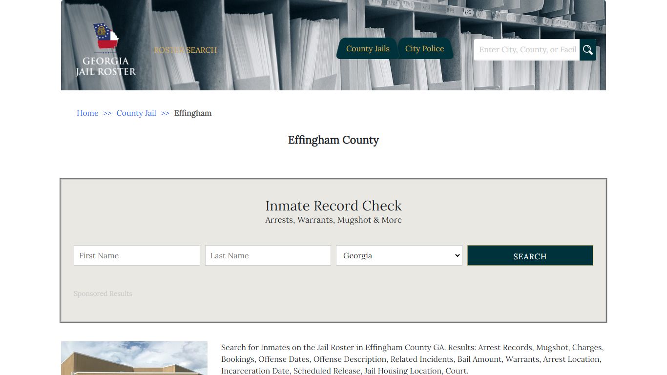 Effingham County | Georgia Jail Inmate Search