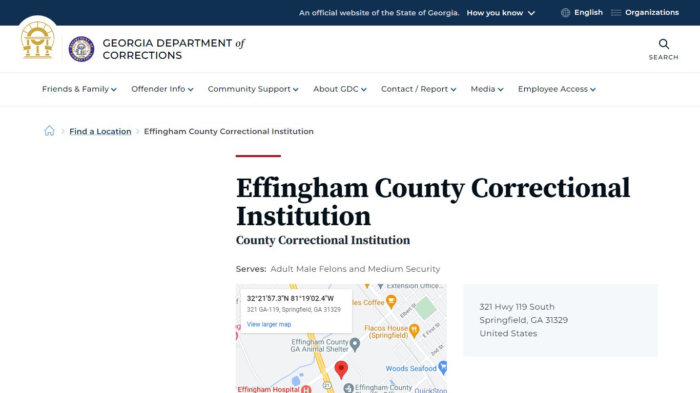 Effingham County Correctional Institution | Georgia Department of ...