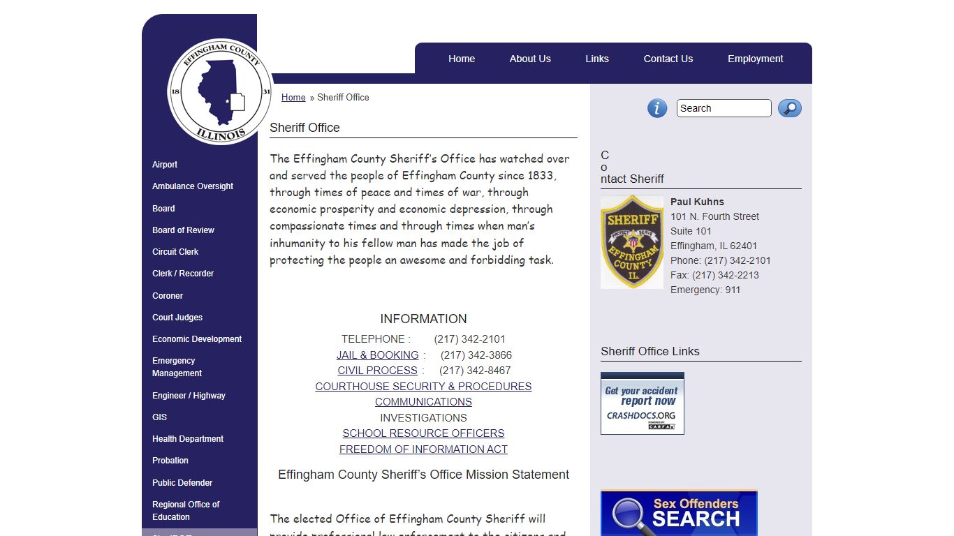 Sheriff Office | Effingham County, Illinois (IL)