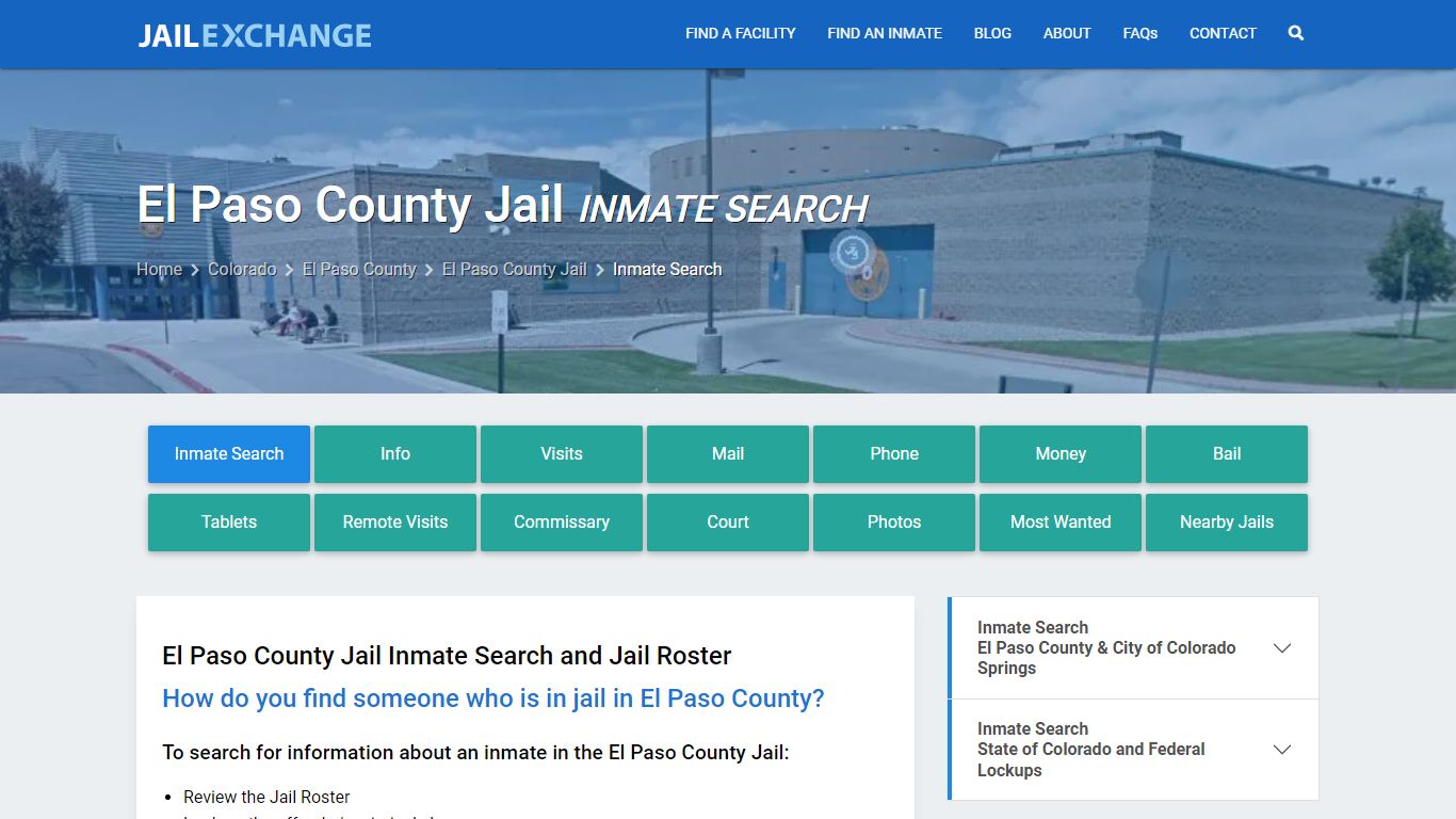 El Paso County Jail Inmate Search - Jail Exchange