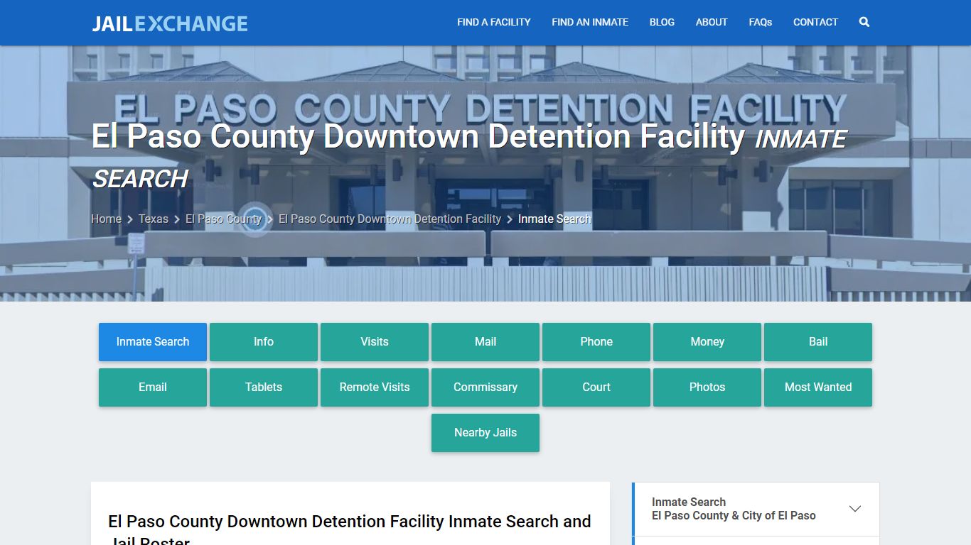 El Paso County Downtown Detention Facility Inmate Search - Jail Exchange