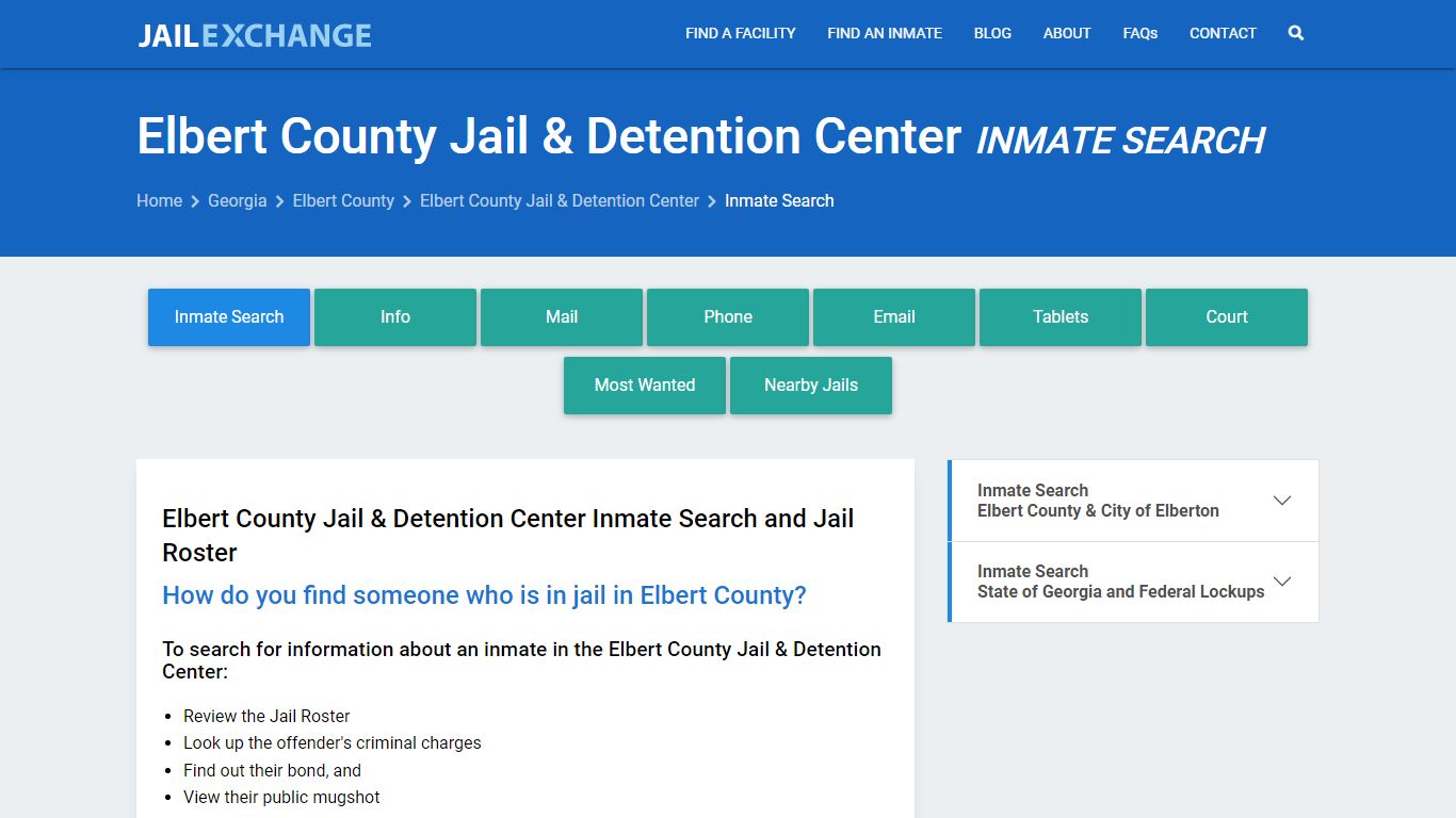 Elbert County Jail & Detention Center Inmate Search