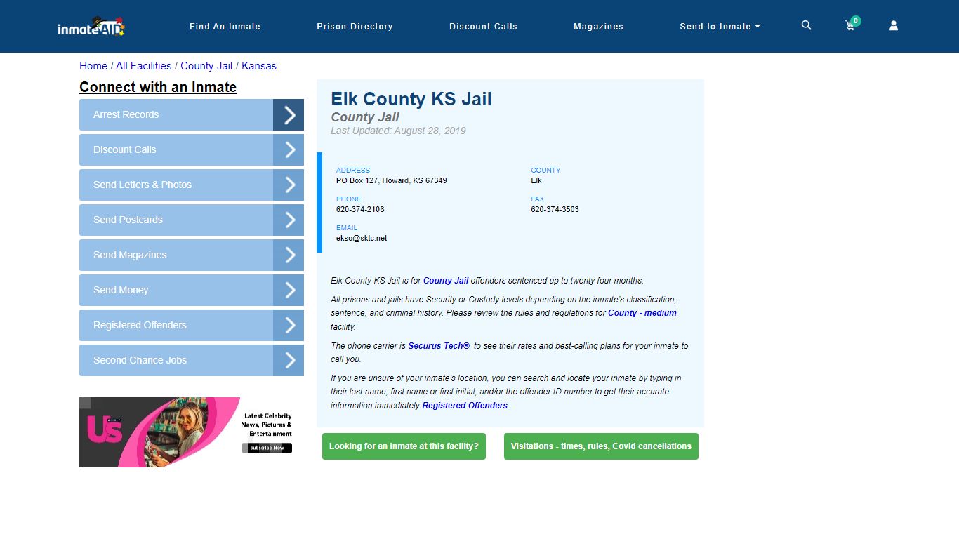 Elk County KS Jail - Inmate Locator - Howard, KS