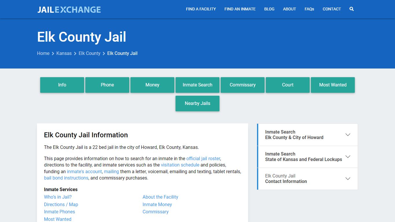 Elk County Jail, KS Inmate Search, Information - Jail Exchange
