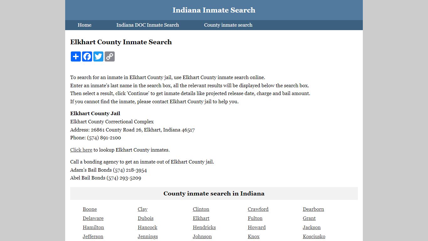 Elkhart County Inmate Search