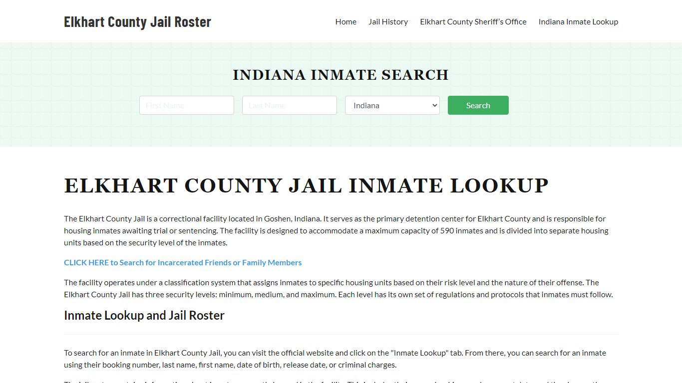 Elkhart County Jail Roster Lookup, IN, Inmate Search