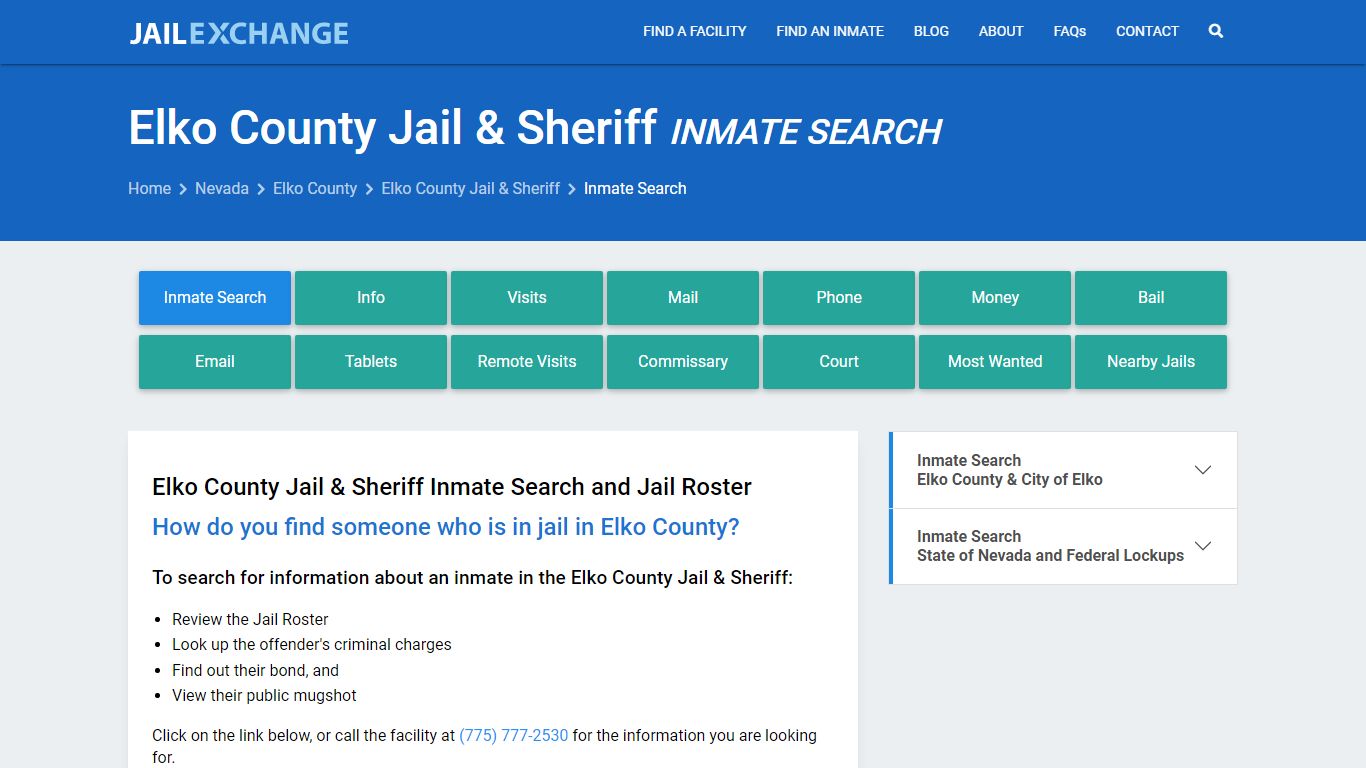 Inmate Search: Roster & Mugshots - Elko County Jail & Sheriff, NV