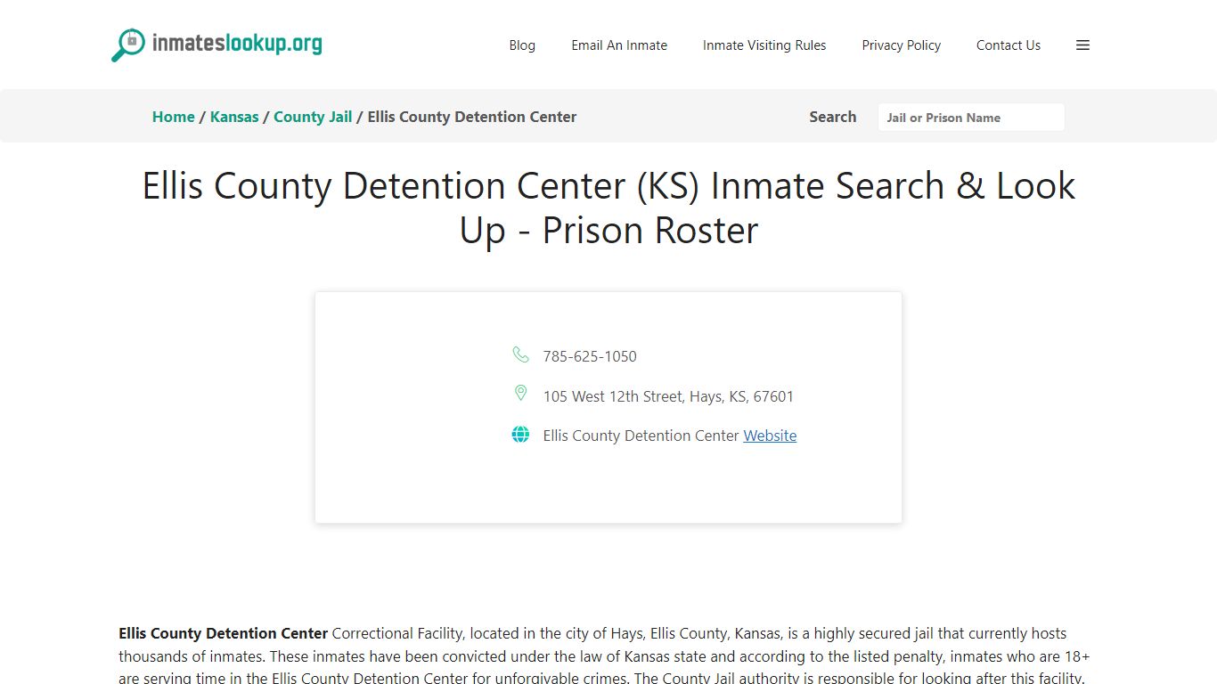 Ellis County Detention Center (KS) Inmate Search & Look Up - Inmate Lookup