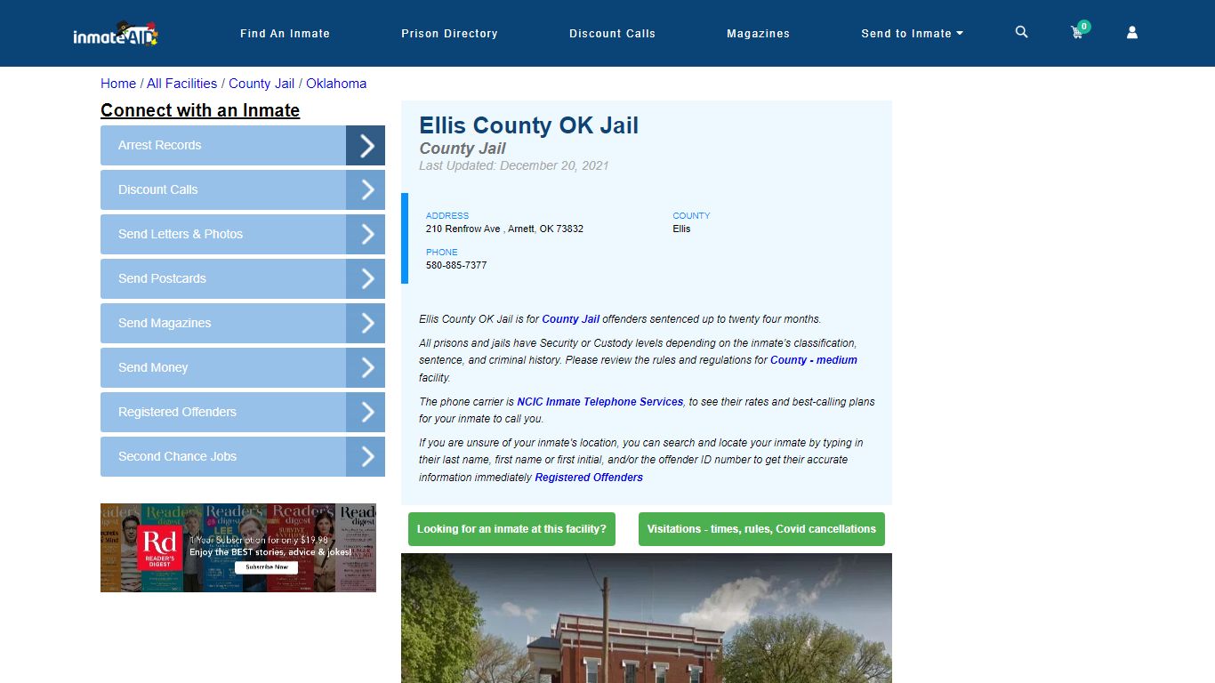 Ellis County OK Jail - Inmate Locator - Arnett, OK
