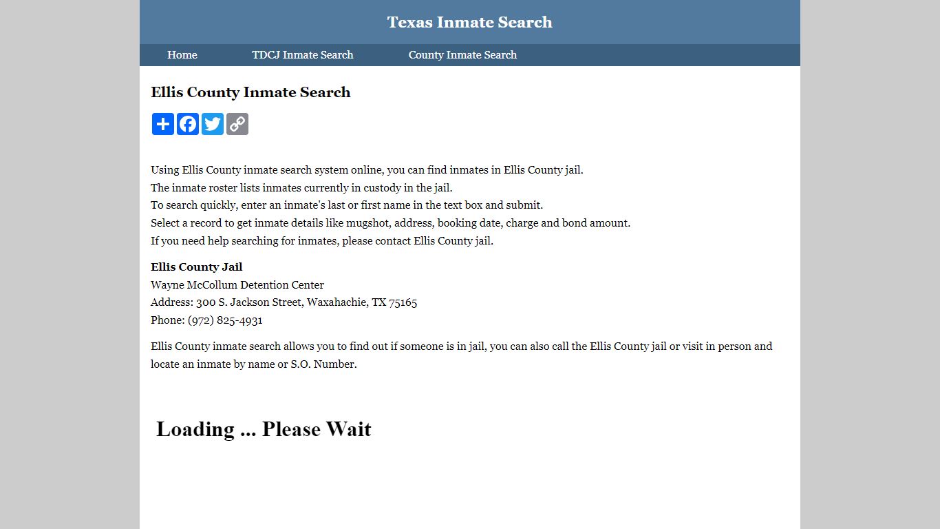 Ellis County Inmate Search