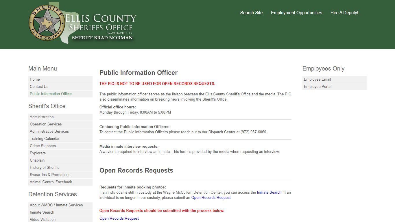 Public Information Officer - Ellis County Sheriff