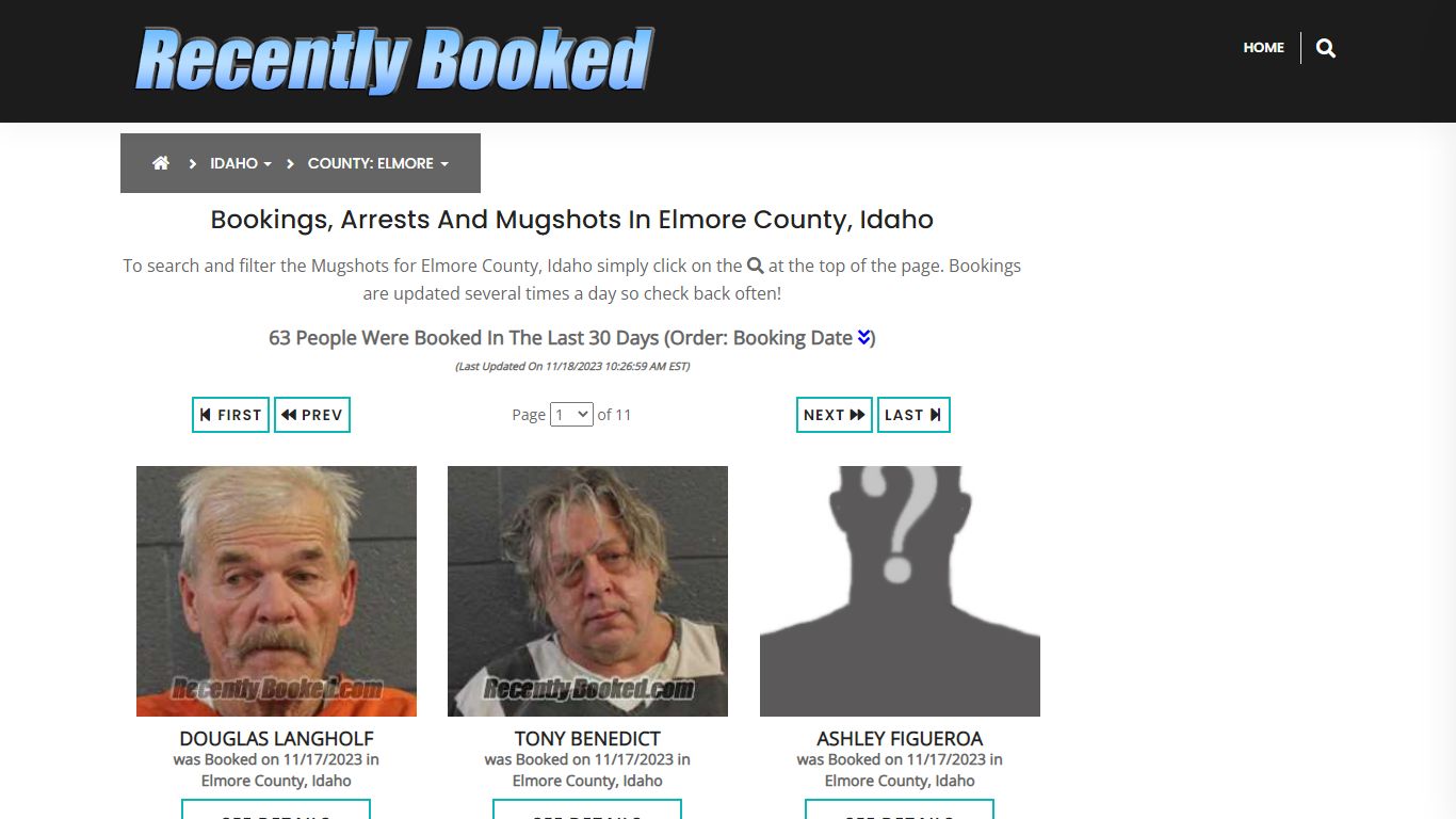 Recent bookings, Arrests, Mugshots in Elmore County, Idaho