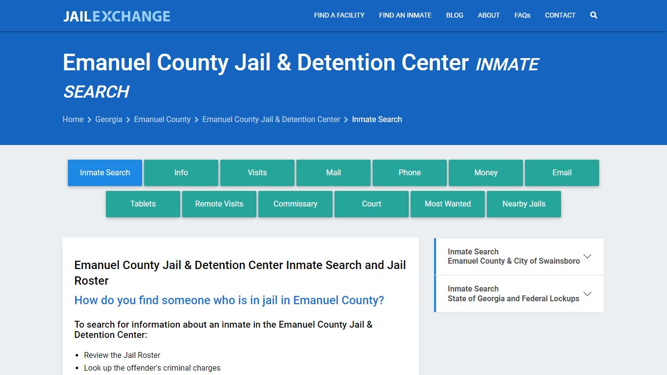 Emanuel County Jail & Detention Center Inmate Search