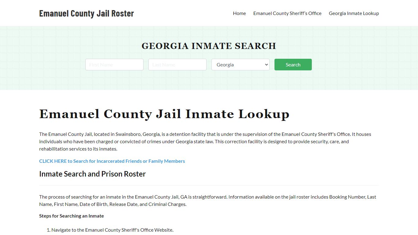 Emanuel County Jail Roster Lookup, GA, Inmate Search
