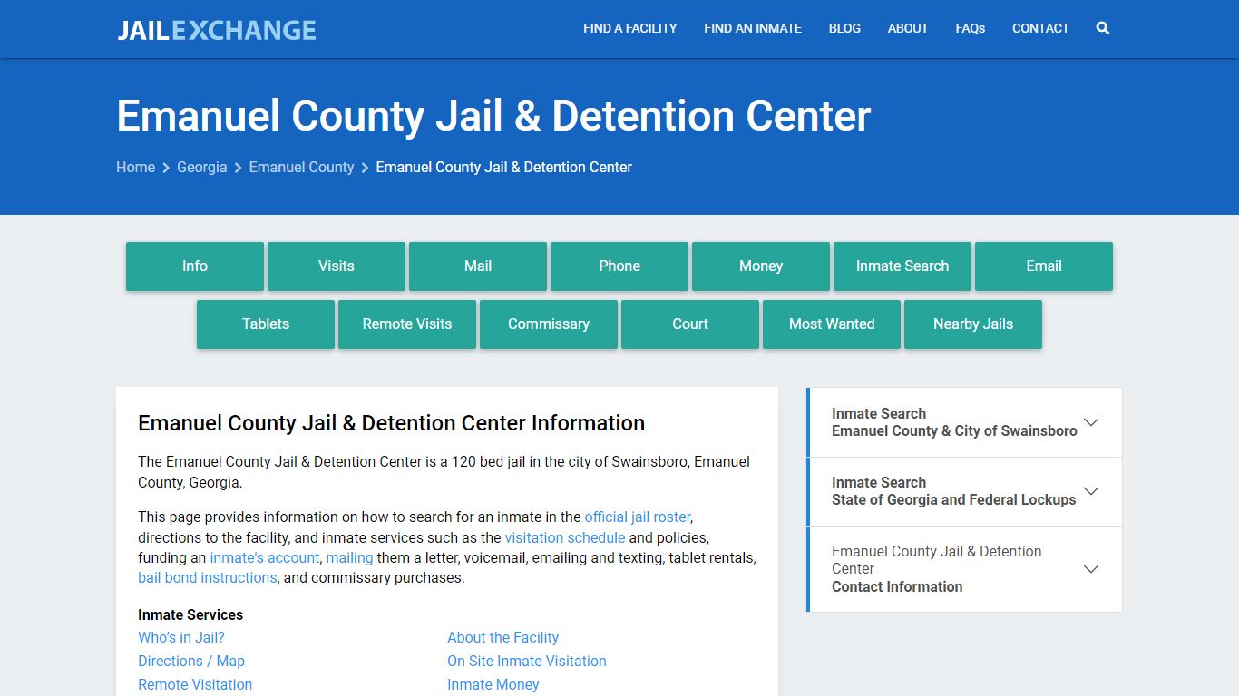 Emanuel County Jail & Detention Center, GA Inmate Search, Information
