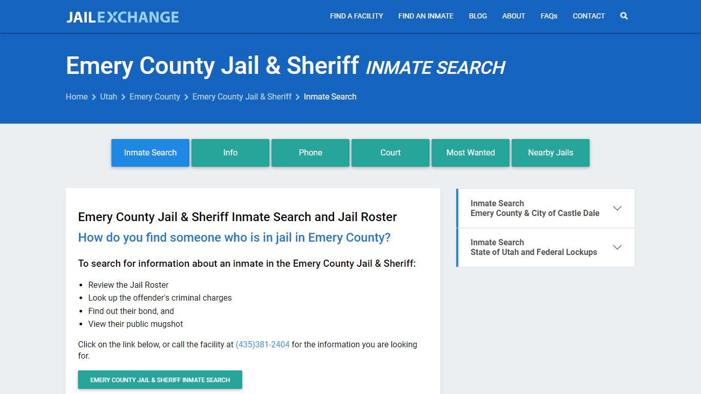 Emery County Jail & Sheriff Inmate Search - Jail Exchange