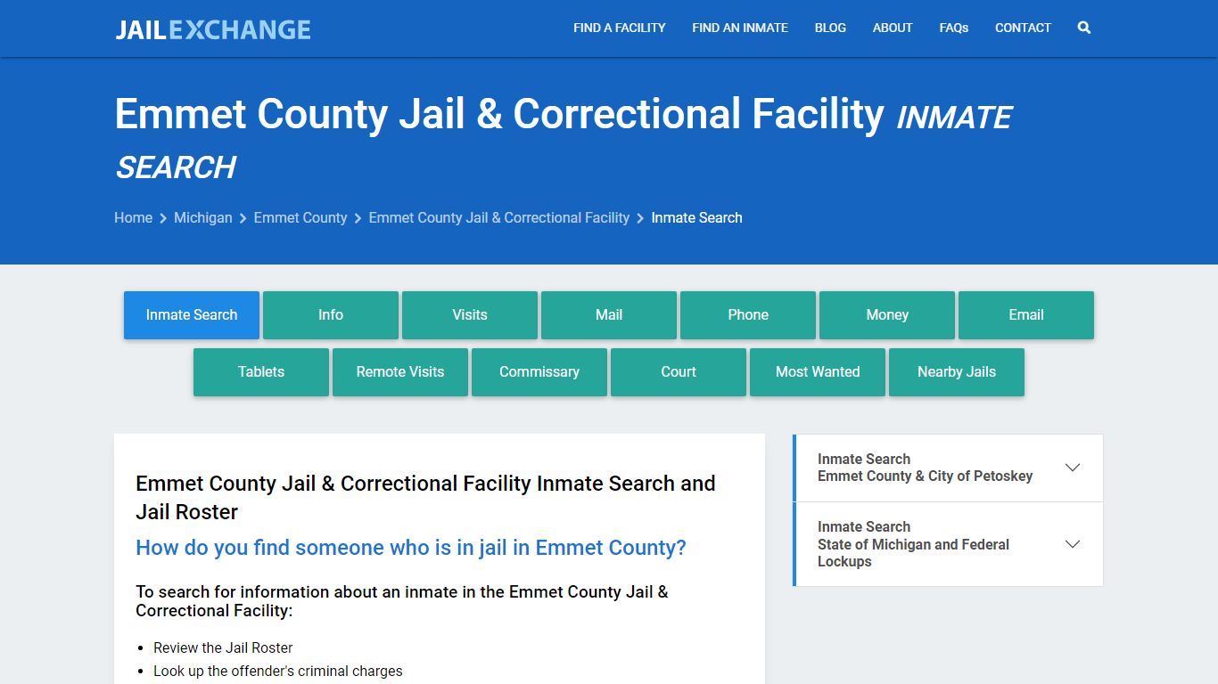 Emmet County Jail & Correctional Facility Inmate Search
