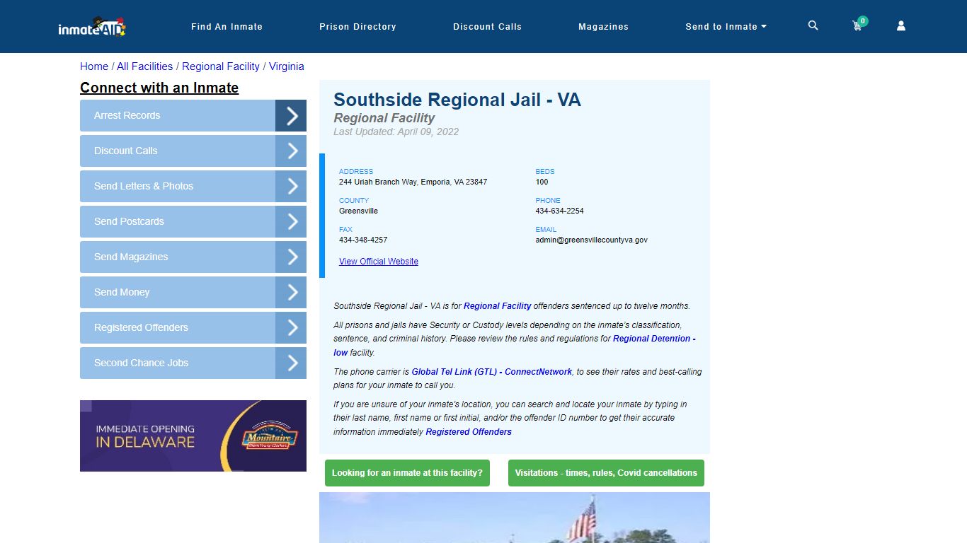 Southside Regional Jail - VA & Inmate Search - Emporia, VA